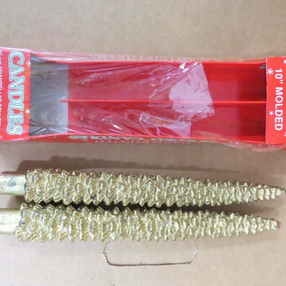Vintage Amscan Taper Tree Candles NOS In Box Gold 10" 2 Boxes of 2 = 4 total - Picture 4 of 4